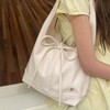 Farcauo Women's White Tote Bag with Bow Casual PU Leather