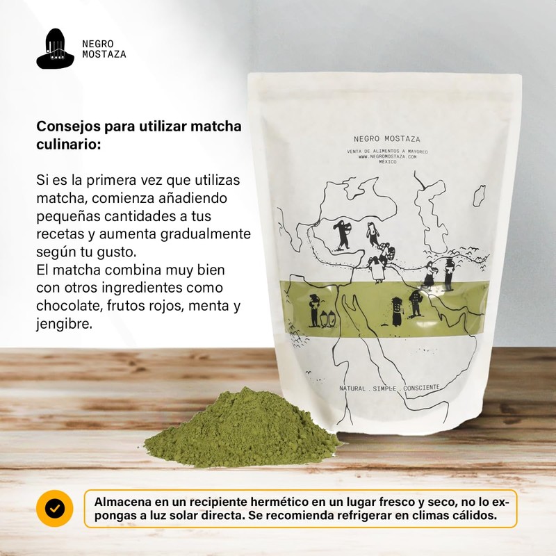 NEGRO MOSTAZA Té Matcha Culinario - Se utiliza principalmente para