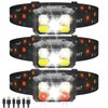 BeaMystGear Headlamp Rechargeable LED (3-Pack), 1200 Lumens with Red &