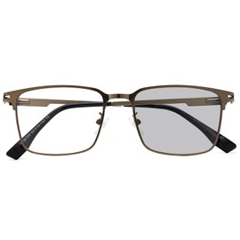 Dollger Blue Light Blocking Glasses, Dimmable Lens, Spring Hinges, Transparent for Indoors and Outdoors, Colored PC Glasses, UV Protection, Prevents Eye Fatigue, Half Rim, Lightweight, Unisex, brown