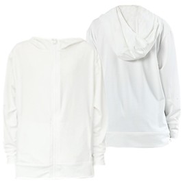 [ＺＡＩＤＥＡ] キッズ UVカット パーカー 冷感 薄手 涼しい メッシュ ドライ 長袖 フード付き 子供 ジップアップ ラッシュガード 男の子 女の子 ジュニア 日焼け防止 さらさら 120 ホワイト