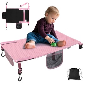 TinlyFinly Toddler Airplane Bed, Soft Airplane Seat Extender for Kids, Baby Flight Portable Hammock Bed with Fasten Hook and Insert, Airplane Travel Essentials Kids, Anti-Slip - Dot, Pink