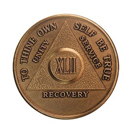 42 Year AA Medallion Traditional Bronze Raised Center Sobriety Chip