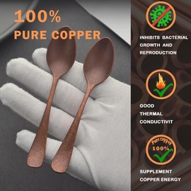 Purecopper - 4.92‘’ Vintage Teaspoon, Hand Forged Distressed Copper Spoon for Home and Restaurant - Stylish Copper Kitchen Accessories (1)