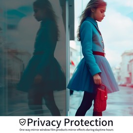 Sun Blocking Privacy Film: One Way Window Tint for Home & Office - Daytime Privacy, See Out Not In - Mirror Reflective, Anti UV Glass Sticker (Black, 35.4" x 6.5 Feet)