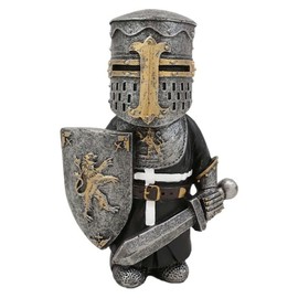 Knight Gnomes Guard Garden Gnome Ornaments Outdoor Medieval Crusader Knight Suit Statue Waterproof Resin Ornament for Yard Lawn Garden Decorations (F)