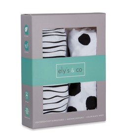 Bassinet Sheet Set 2 Pack 100% Jersey Cotton Black and White Abstract Stripes and Dots by Ely's & Co