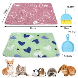 2 Pack Guinea Pig Cage Liner with Cleaning Tool Set Guinea Pig Bedding Reusable Fast Absorbent Waterproof Puppy Pee Pads Washable Air Dried Pee Mat for Small Animals Pet Cat Hamster Rabbit Bedding