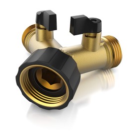 Brandson - 2-way splitter for simultaneous connection of two devices, Y-splitter, 3/4 inch water connection distributor, both outputs adjustable, heat and cold resistant
