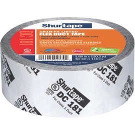 Shurtape DC 181 UL 181B-FX Listed/Printed Film Tape, 48mm x 110m, Metalized Print, 1 Roll (164686)