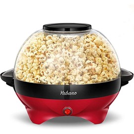 Popcorn Machine, 6-Quart Popcorn Popper maker, Nonstick Plate, Electric Stirring with Quick-Heat Technology, Cool Touch Handles (Red&Black)