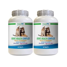Dog Skin and Coat Supplements - PET Joint Health Complex with Turmeric - Dogs and Cats - MSM GLUCOSAMINE - Immune Boost - Dog Vitamins Senior Chews - 2 Bottles (120 Tablets)
