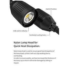 Magnetic Light Flexible Gooseneck Stand 500 Lumen 120v Cob Work Light with Adjustable Magnetic Base for Lathe CNC Milling Drill Press Sewing Machine Industrial Lighting