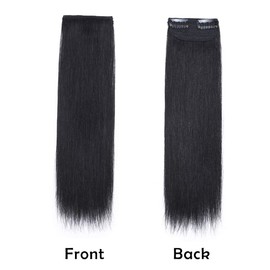 1Pcs Remy Clips in Hair Piece Invisible Hairpin Human Hair 10" Jet Black for Thinning Hair Adding Hair Volume Fluffy Short Silk Straight Hair Piece Natural Brazilian Hair Cushion (10",#01)