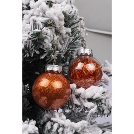 YYCRAFT Shatterproof Clear Plastic Christmas Ball Ornaments 6CM Xmas Balls Baubles Set with Stuffed Delicate Decorations (Orange)