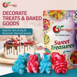 NY Spice Shop Peace Gummy Bears Candy - 1 Pound American Patriotic Peace Delightful Chewy Red, Blue and White Fruit Flavored Holiday Candies - Peace Gummies Fruit Snacks for Themed Events and More