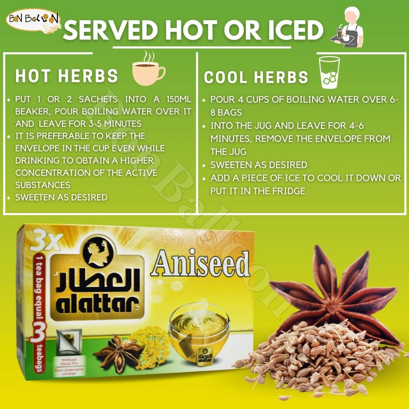 AlAttar Drink Herbal Anise Tea (20 Bags) Anis Aniseed Herbals