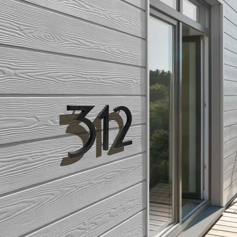 HASWARE 6 Inch Stylish ABS House Numbers - Black Sleek