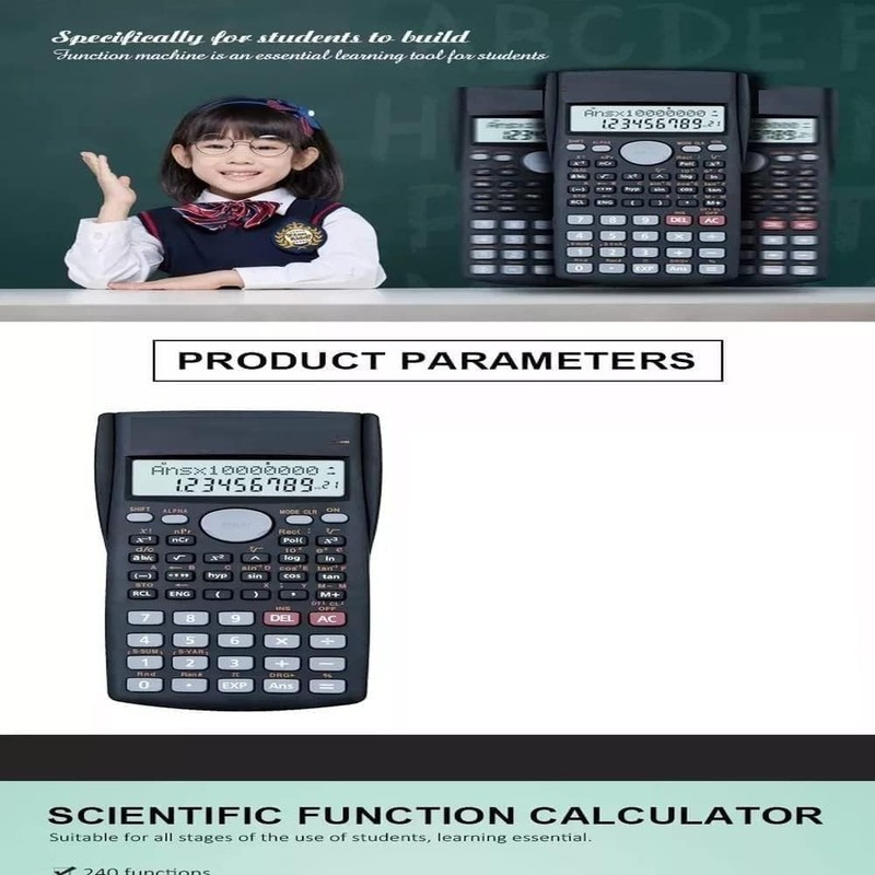 Scientific Calculator for Secondary School With 240 Functions Enhance Learning