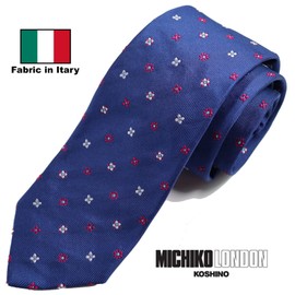 Michi Ki-016-B Italian Fabric, Japanese Sewing, Fabric in Itary Necktie, Brand KOSHINO Small Pattern Silk 100% Present, Gift, Unisex, Unisex, Blue, blue