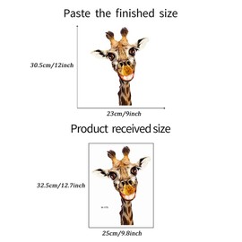 Funny Giraffe Toilet Wall Stickers Decals Lifelike Cute Animal Safari Wallpaper Removable Peel and Stick Wall Art Decoration Home Decor for Bedroom Living Room Nursery Bathroom