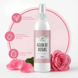 Productos Mart Mexico Tónico Agua de Rosas 500ml Hidratante Hipoalergénico