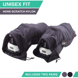 Lewis N. Clark Nylon Drawstring Travel Shoe Bags + Covers for Women & Men, Charcoal/Black, 1 Pack (2 Pairs)