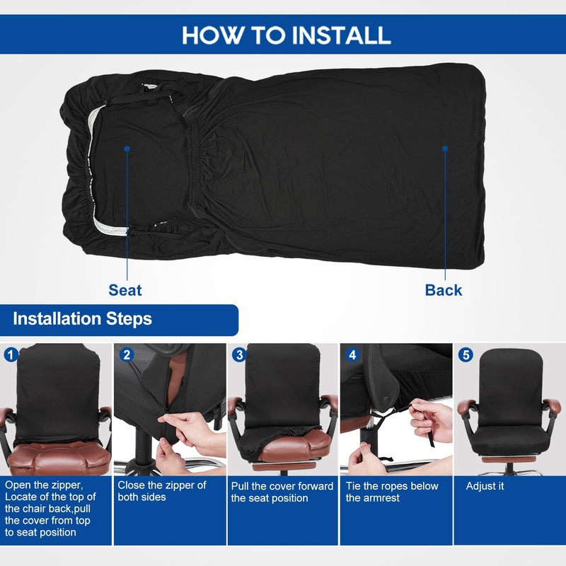 NeColorLife X-Large Office Chair Cover with Armrest – Stretchable Chair