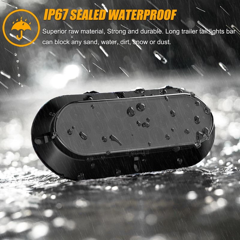 PSEQT 6'' Strobe Flash+High/Low Lights 3 Function Red LED Trailer