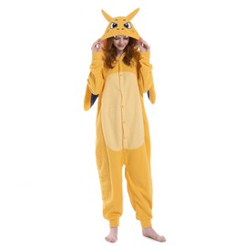 Laahoem Animal Dragon Pyjamas Unisex Adult Hood Men Women Jumpsuit Costume Cosplay Sleepwear, yellow