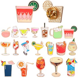 Quelay 20 Pcs Cocktail Enamel Pin Classic Cute Lapel Pin Set Summer Beach Brooch Badges Jewelry Gift for Bartender Aprons, Jackets, Backpacks and Purses, Shirt and Suit Lapels