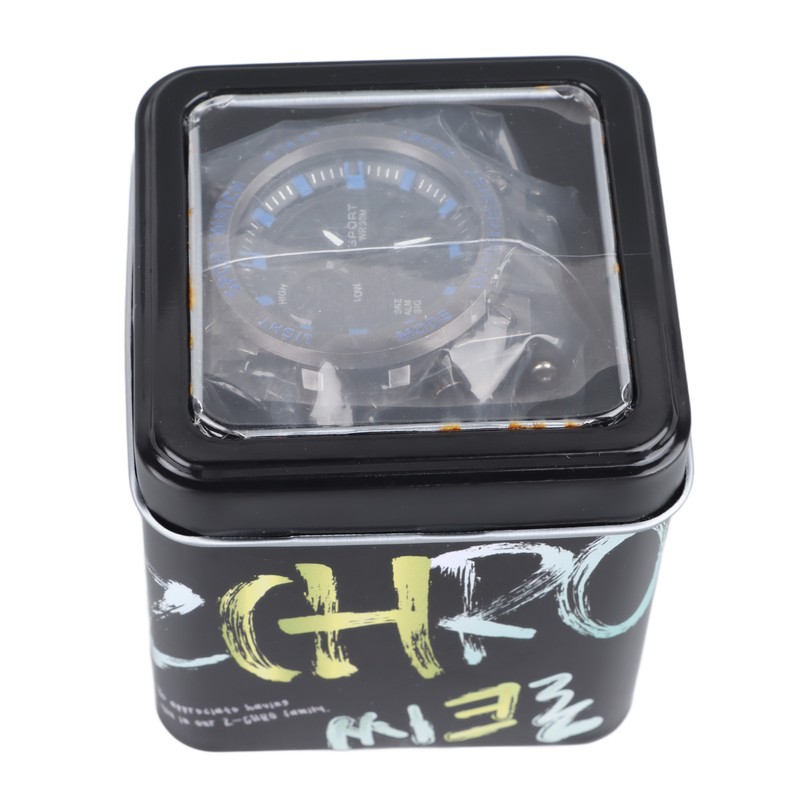 Waterproof Wristwatch Transparent Cover LED Luminous Wristwatch for Gentlemen Black