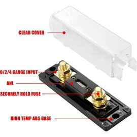 4 Pcs 0 4 8 10 Gauge AWG Inline ANL Automotive Fuse Holder with 250Amp ANL Fuse for Car Audio Electrical Protection Black