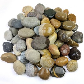 SHIZWU 40LB Natural Decorative River Rocks, 2-3 Inch Mixed Color Mexican Beach Pebbles, Colorful Pebbles for Gardens, Road Paving, Landscape, Outdoor Decoration