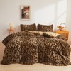 XeGe Cheetah Print Fluffy Faux Fur Duvet Cover Set, 3