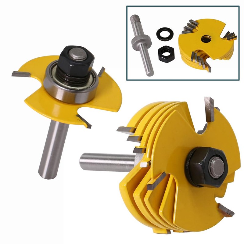 Bestgle 8mm Shank 6 Kerf Slot Router Bit Adjustable 3
