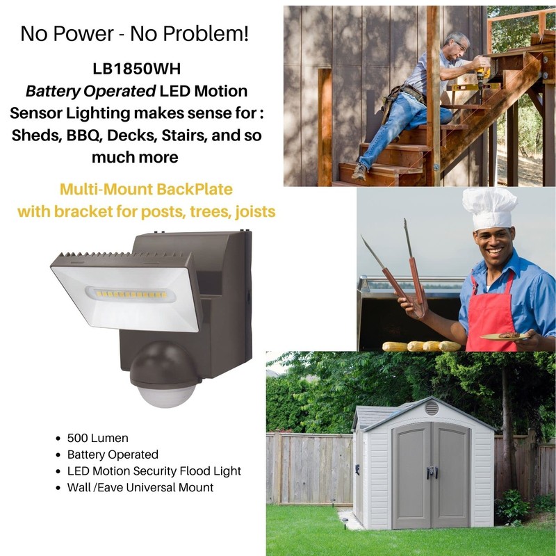 IQ America Motion Security Flood Light,Battery Operated Motion Sensor, 500