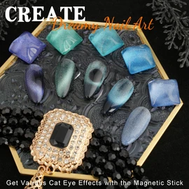 Cat Eye UV Gel Nagellack 6 Farben Cat Eye Magnet Shellac Gel Nagellack Set mit Magnetstiften Katzenaugen Magnetisch Maniküre Nail Art Salon Gellack