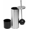 Chrome Toilet Plunger with Holder Bathroom Metal Canister Holder Drip