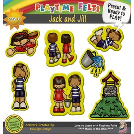 Jack and Jill Nursery Rhyme Felt Figures | 7 Adorable Felt Board Pieces for Flannel Board. Perfect for Toddlers, Preschool and Kindergarten - Reusable Felt Board Stories