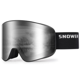 SNOWER Ski Goggles, Interchangeable Lens Anti-Fog Snow Goggles, UV Protection, OTG HD Snowboard Goggles for Men Women Adult