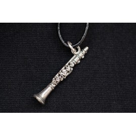 Miniblings Clarinet Necklace Flute Music Silver Orchestra Instrument Leather