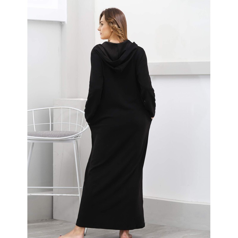 COLORFULLEAF Women's Zip Up Robes Long Sleeve Hooded Fleece Bathrobe