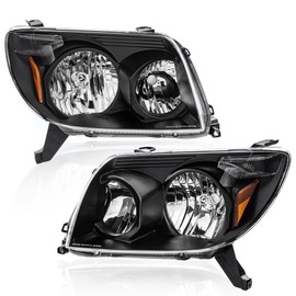 KUIPERAUTO Pair Headlights Assembly Compatible for Toyota 4Runner 2003-2005 with Clear Lens/Black Housing/Amber Reflector Front Lamps Driver and Passenger Side(Set of 2)# 8117035400, 8113035420