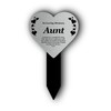 AUNT Heart Memorial Remembrance Plaque Stake - Silver Acrylic, Waterproof,