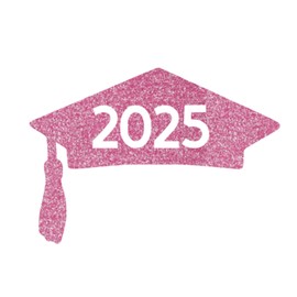 Class Of 2025 Graduation Cap Decal, Graduation T Shirt Transfer, DIY Graduate Shirt Patch, Grad Tshirt Sticker, HTV Vinyl Applique, Pick Size Color, Iron-On Almost Anything (Flamingo Pink Glitter)
