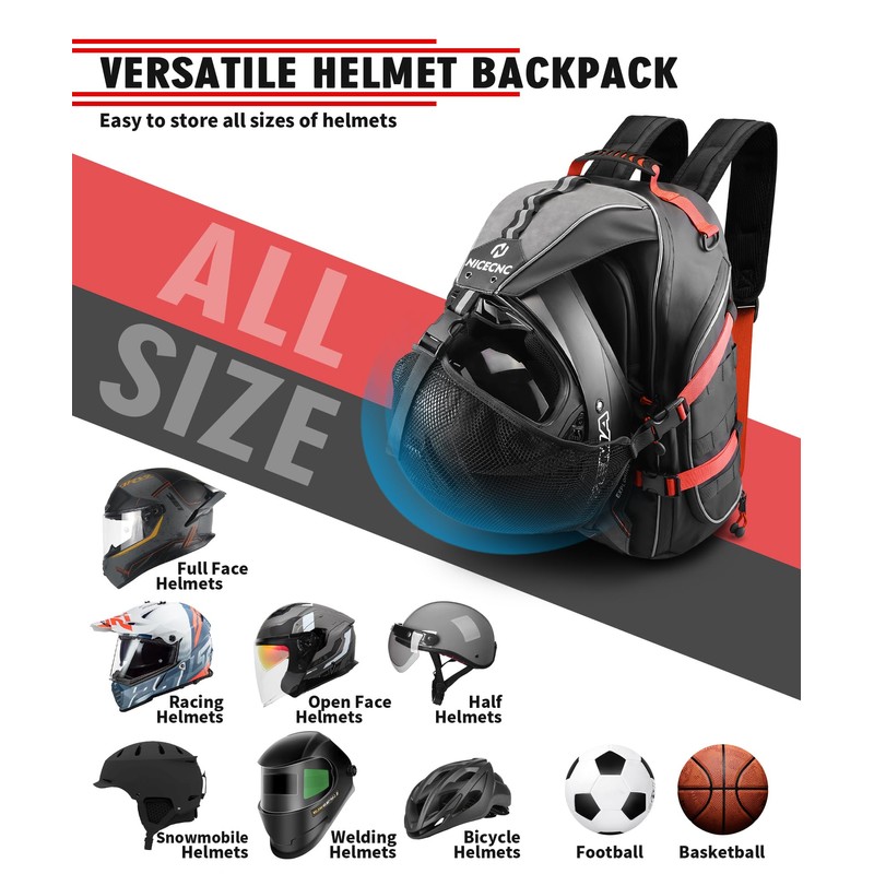 NICECNC Motorcycle Helmet Bag Universal Motorcycle Helmet Backpack with 35L