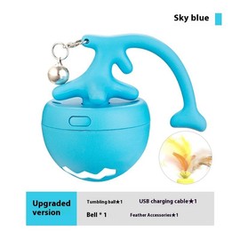 Intelligent Rolling Ball Toy Automatic Rolling Cat Luminous Toy Soft Fish Bone/Cat Toy for Bored Indoor Adult Cats Ball for Fast Rolling on Carpet - Color: blue