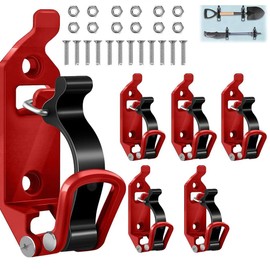 Wotendy 6pcs Shovel Mount for Roof Rack, Metal Rubber Clamp Mounting Brackets, Shovel Mount for Truck Bed, Quick Release Axe Tool Holder for Roof Rack, Boats, Military Equipment and Tools - Red