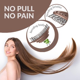 marQus Detangle Hair Brush women and men, Exclusive Ultra-soft bending Bristles and Body - Glide Through Tangles With Ease For All Hair Types - Women, Men, Wet And Dry Hair, 1pcs Brown Brush